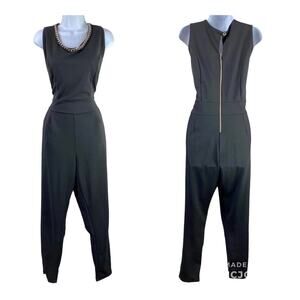 Vintage J for Justify Jumpsuit Retro Disco Black Gold Chain XL